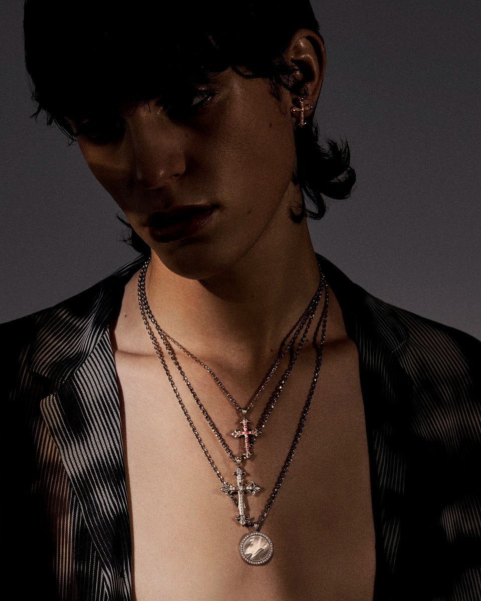 PRECIOUS STONE SMALL CROSS NECKLACE