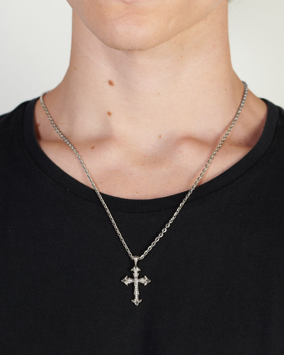 PRECIOUS STONE SMALL CROSS NECKLACE