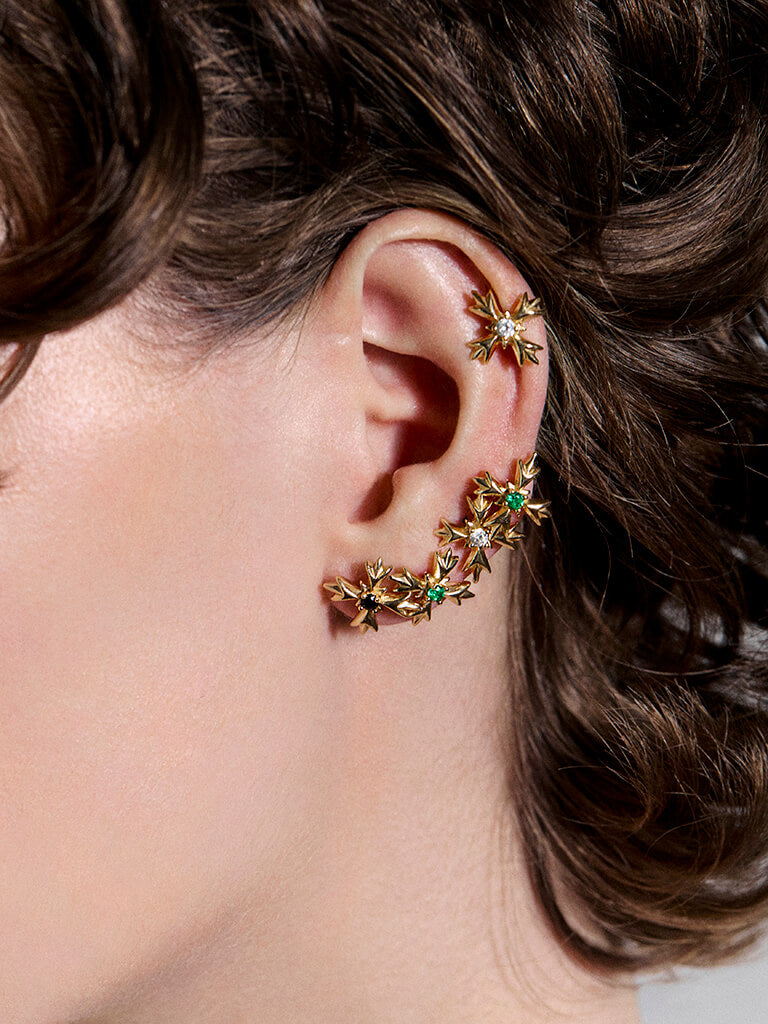 GOLD CRYSTAL CREST EARRINGS