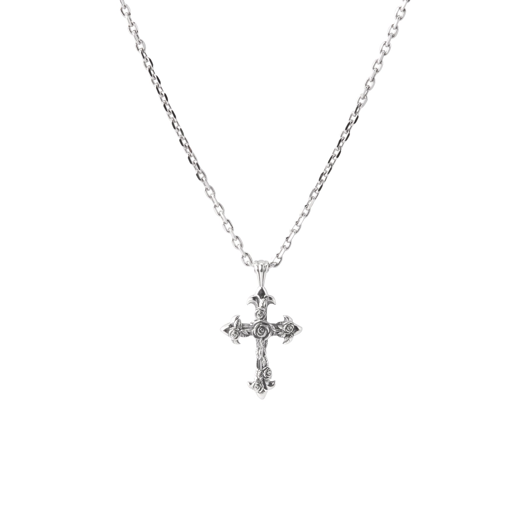 SMALL ROSE CROSS NECKLACE