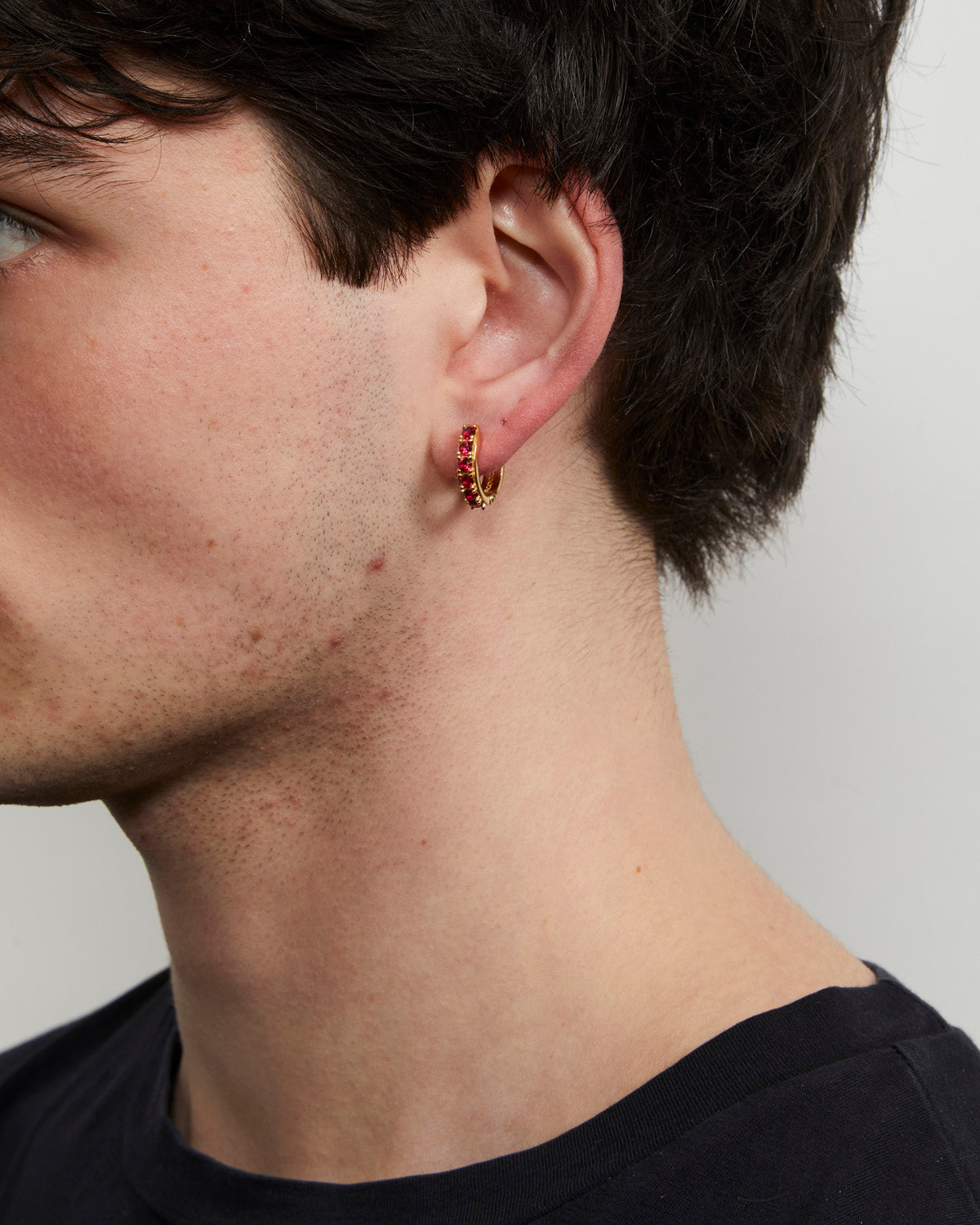 GOLD CRYSTAL HOOP EARRING