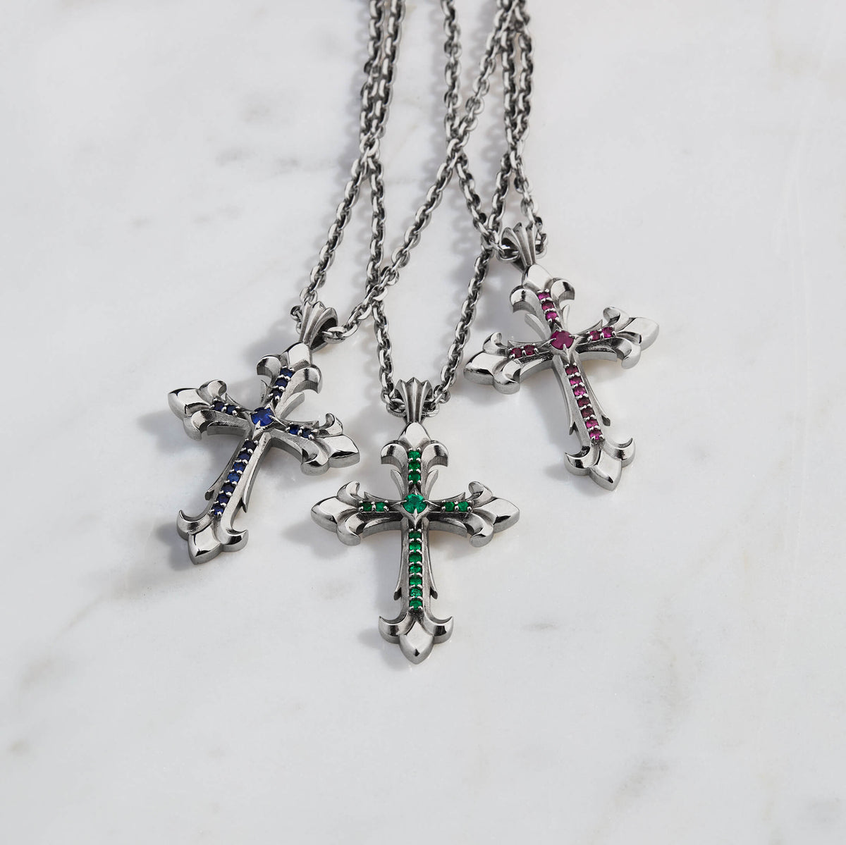 PRECIOUS STONE CROSS NECKLACE