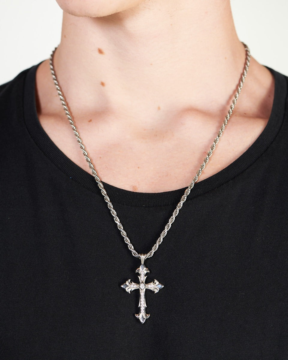 PRECIOUS STONE CROSS NECKLACE