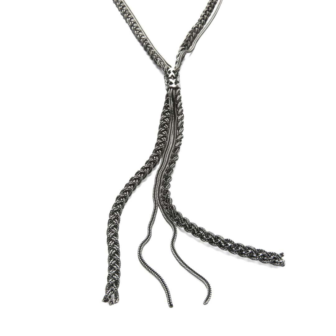 ネックレス・ペンダント emanuele bicocchi BRAIDED NEW LOGO NECKLACE (FKXN2 SILVER) Emanuele Bicocchi Large Knot Braided Necklace - Silver - Due