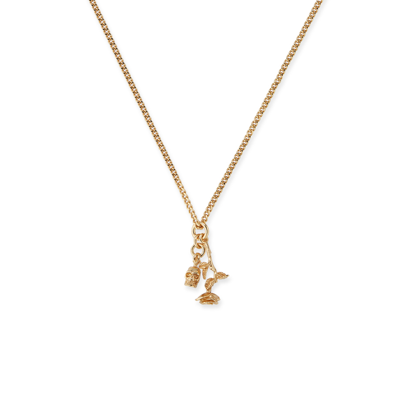 Gold Plated Silver Skull & Rose Necklace | EMANUELE BICOCCHI