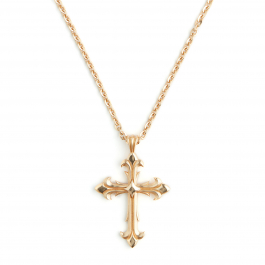 GOLD LARGE FLEURY CROSS NECKLACE