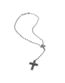 LARGE BEADED ROSARY NECKLACE WITH NOTRE-DAME CROSS