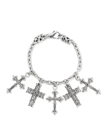 CHAIN BRACELET WITH NOTRE-DAME+AVELLI CROSSES