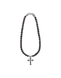 BLACK PEARL NECKLACE WITH CROSS
