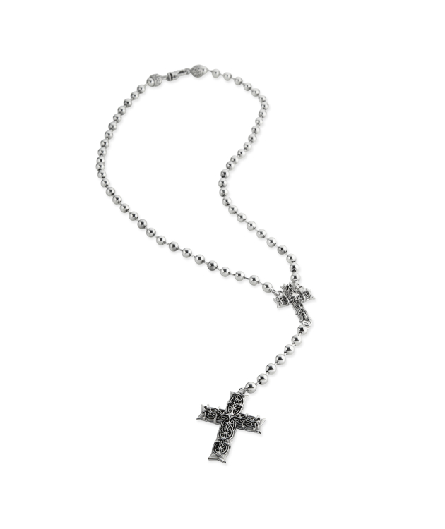 LARGE BEADED ROSARY NECKLACE WITH NOTRE-DAME CROSS