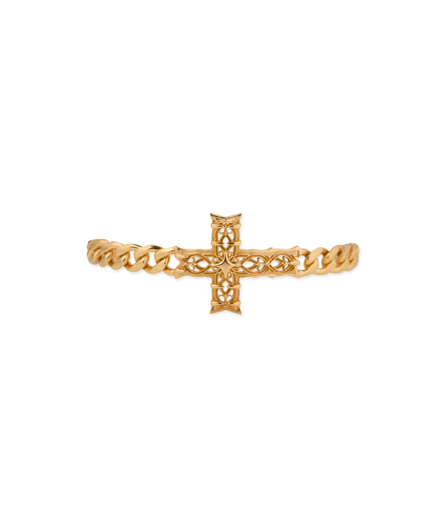 GOLD EDGE CHAIN BRACELET WITH NOTRE-DAME CROSS