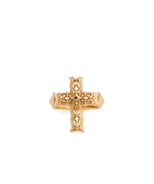 REISSUE LARGE GOLD NOTRE-DAME CROSS RING