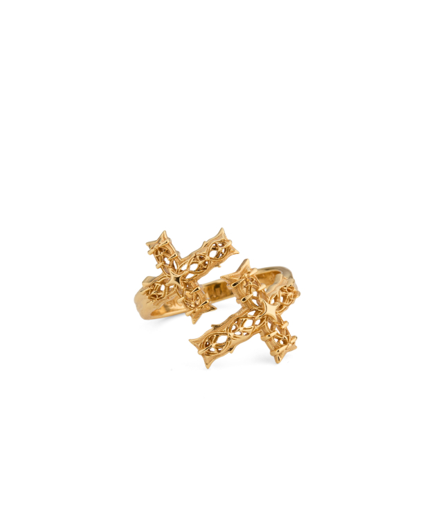 GOLD NOTRE-DAME CONTRARIE CROSS RING
