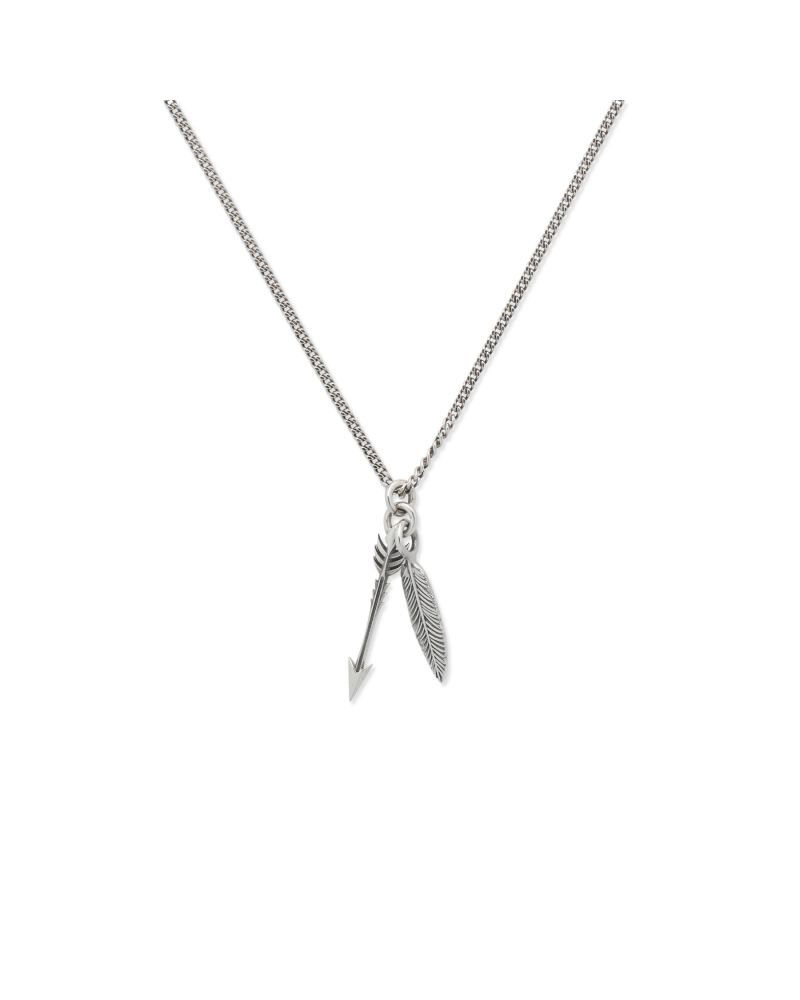 Arrow and feather pendant necklace