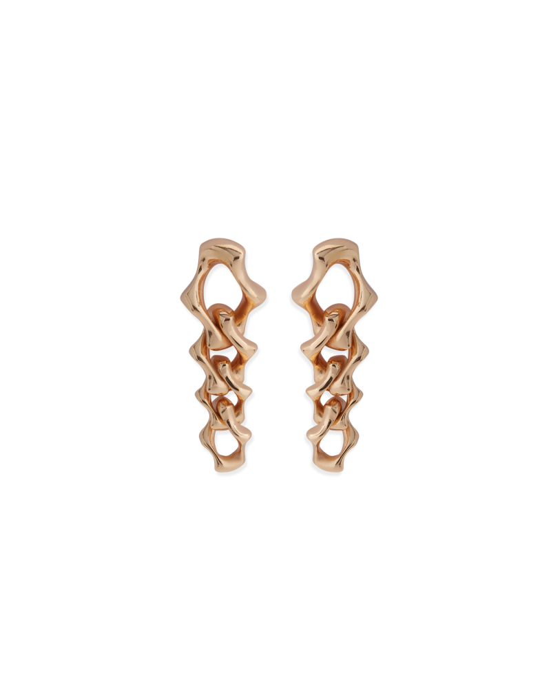 Gold sharp link chain earrings