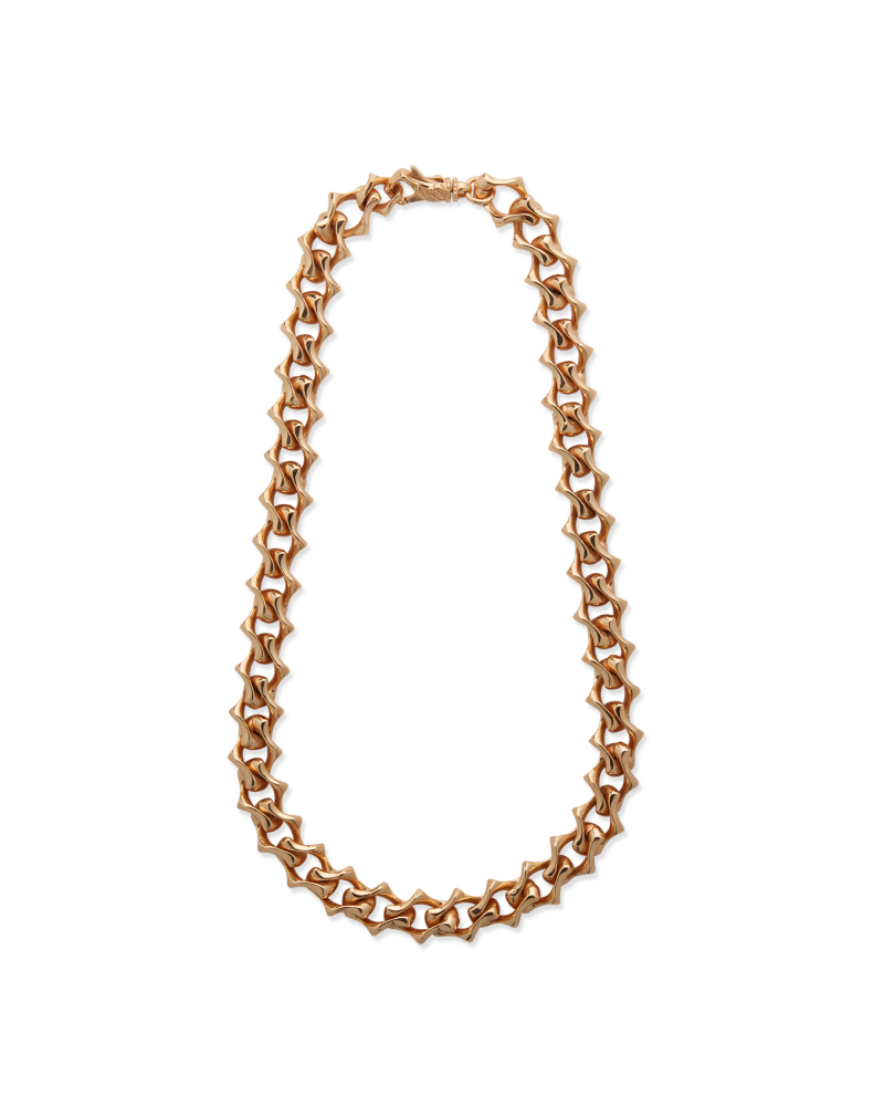 Gold large sharp link chain necklace