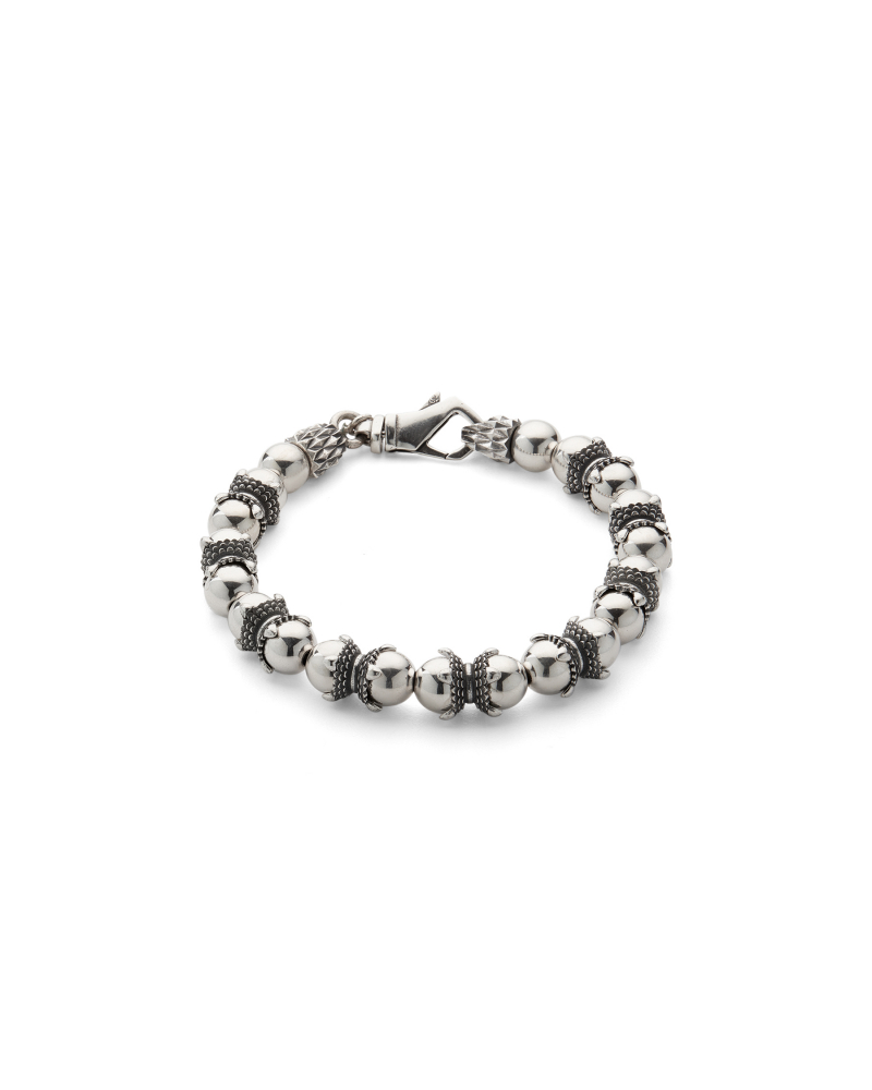 Silver beads claws bracelet
