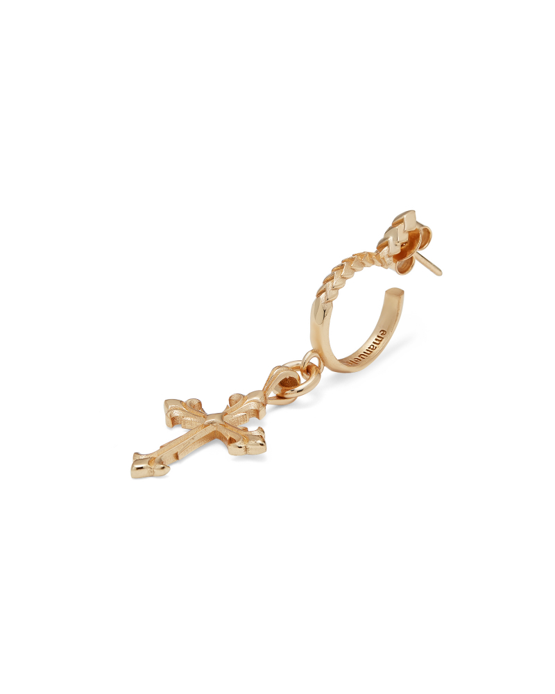 Gold Fleury Cross Earring