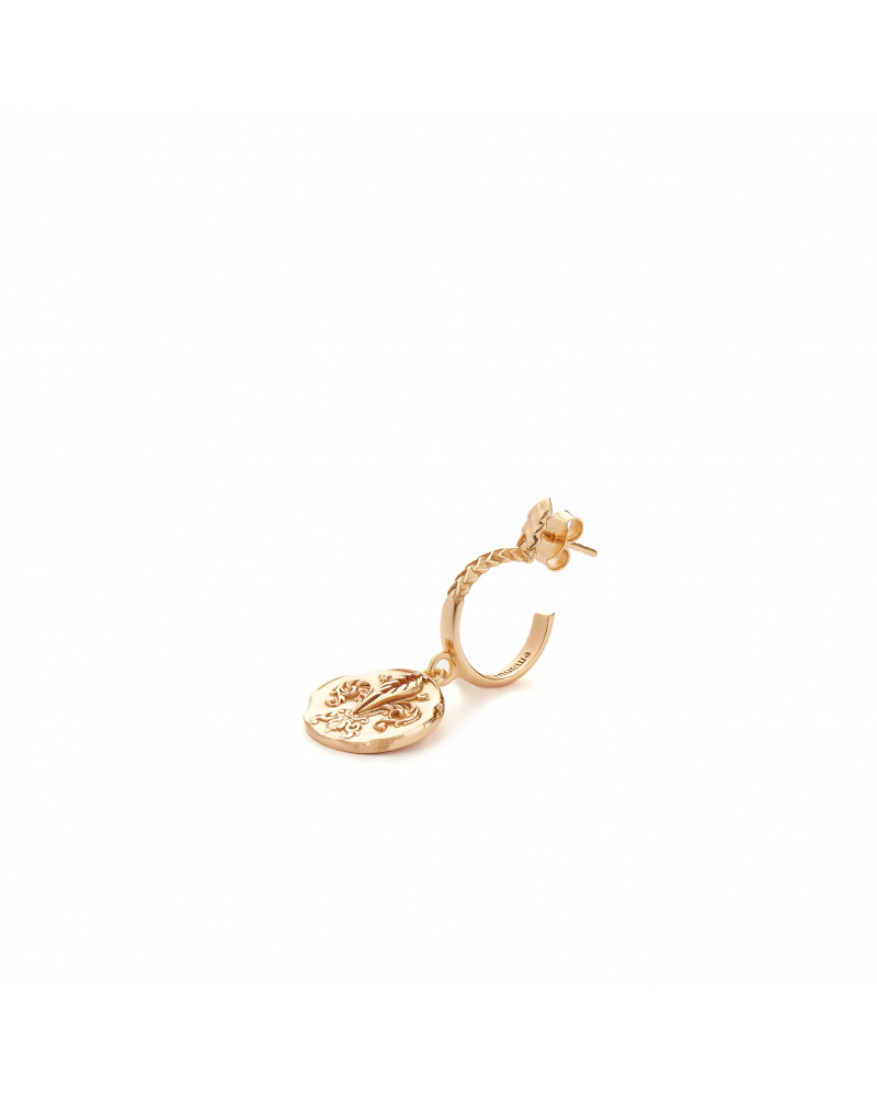 Gold Lily Coin Earring