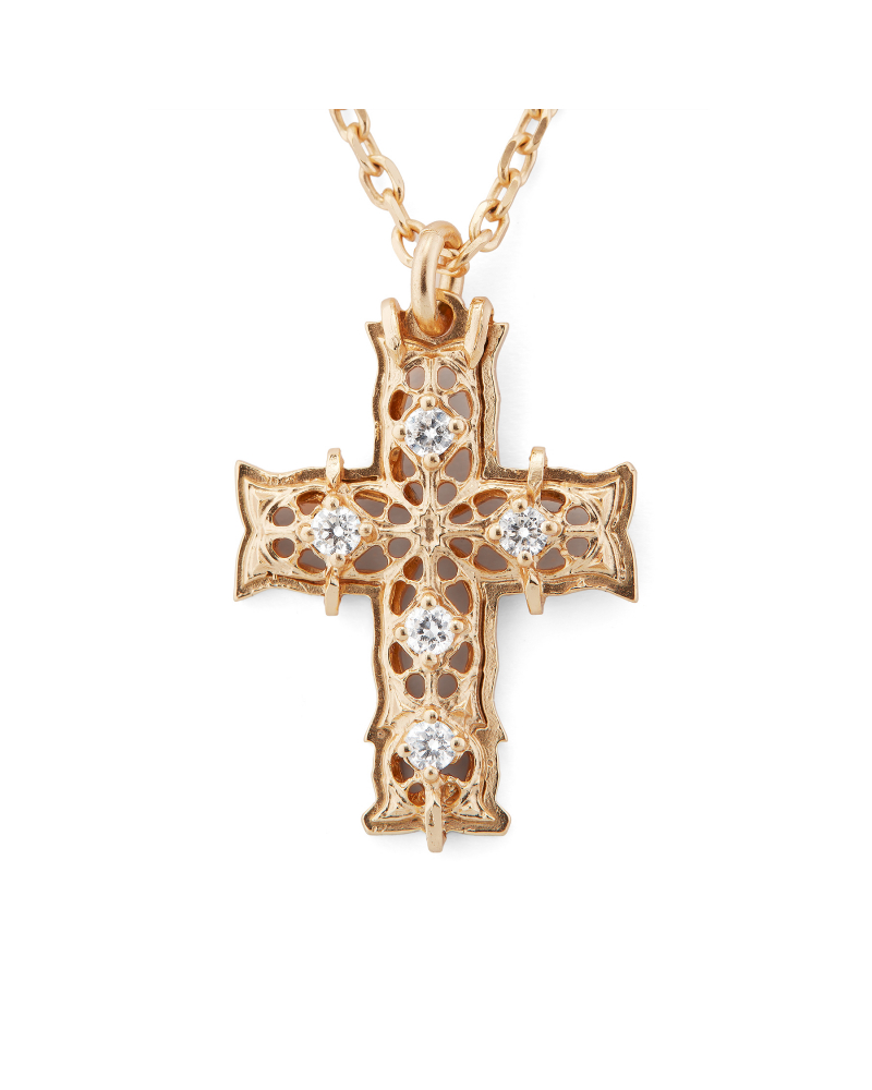 Diamond Large Gold Cross Necklace