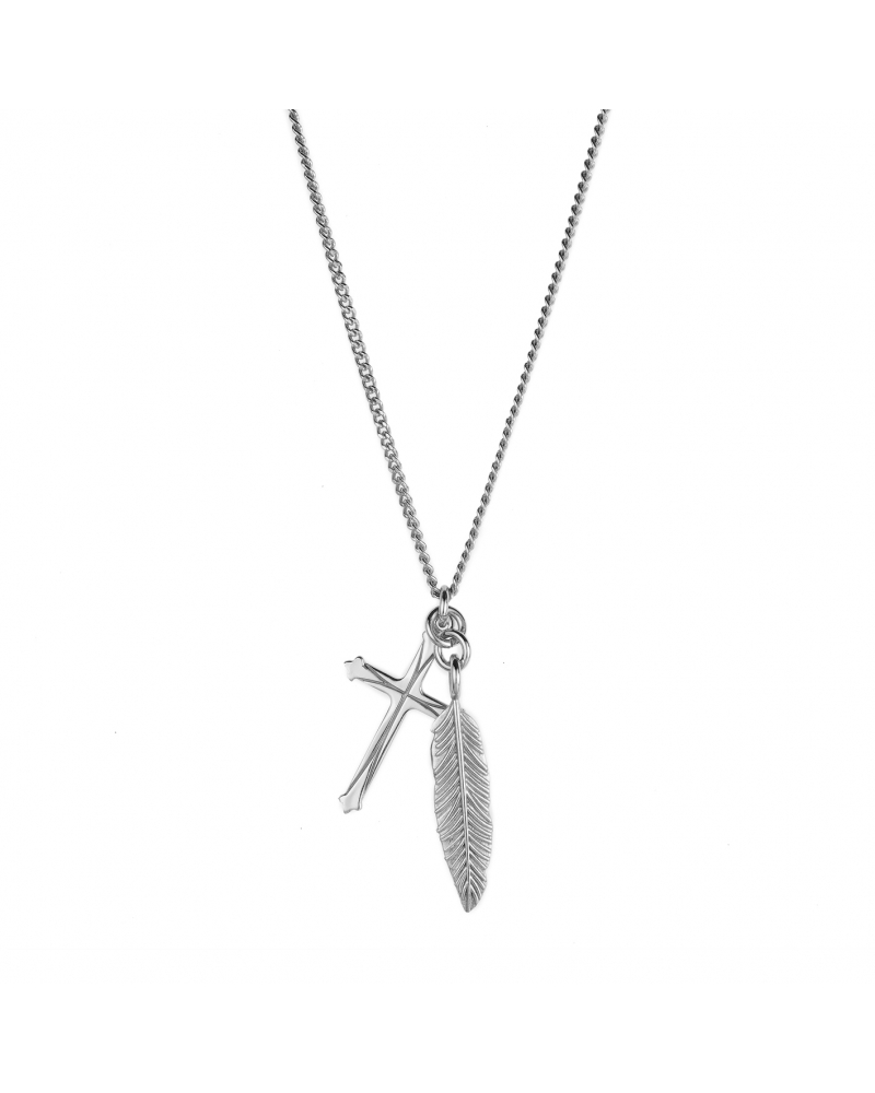 Feather And Cross Necklace