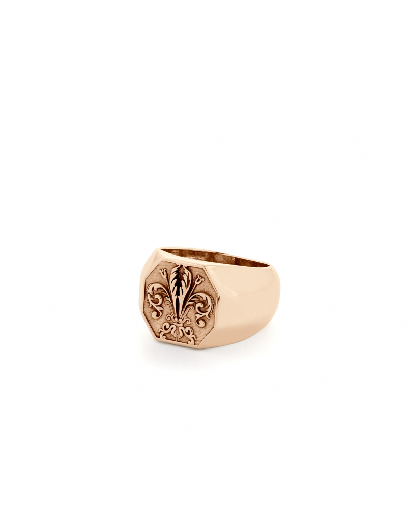 Gold Lily Signet Ring