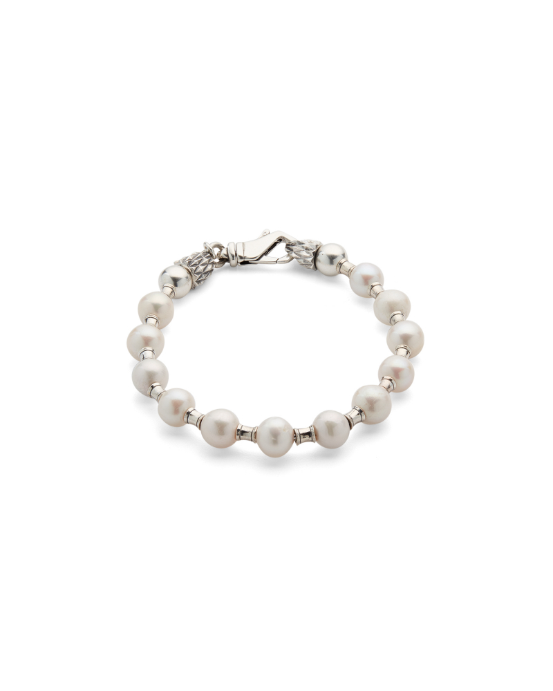 Large pearl and spacers bracelet