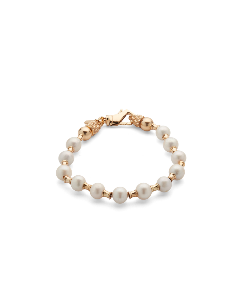 Large pearl and gold spacers bracelet
