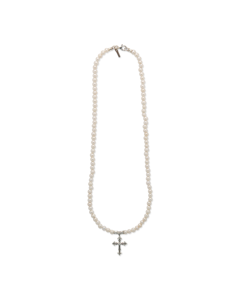 Pearl necklace with fleury cross