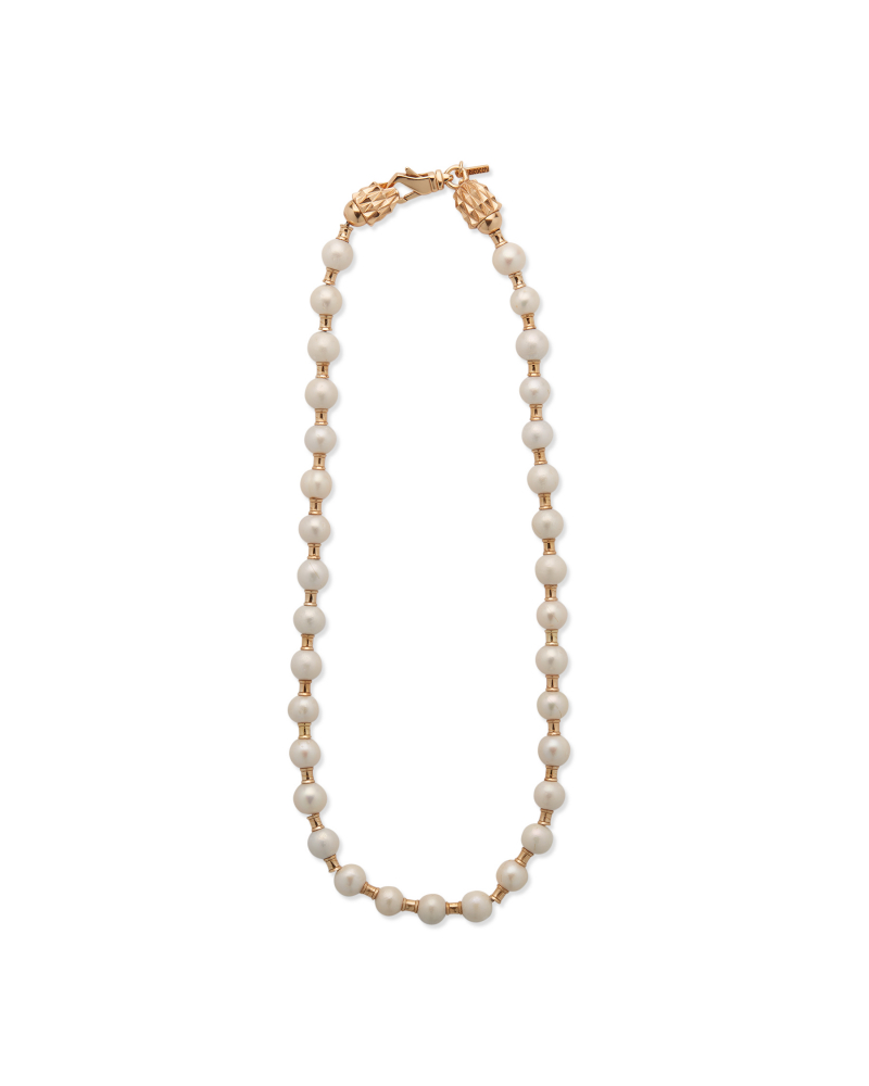 Large pearl gold  spacer necklace