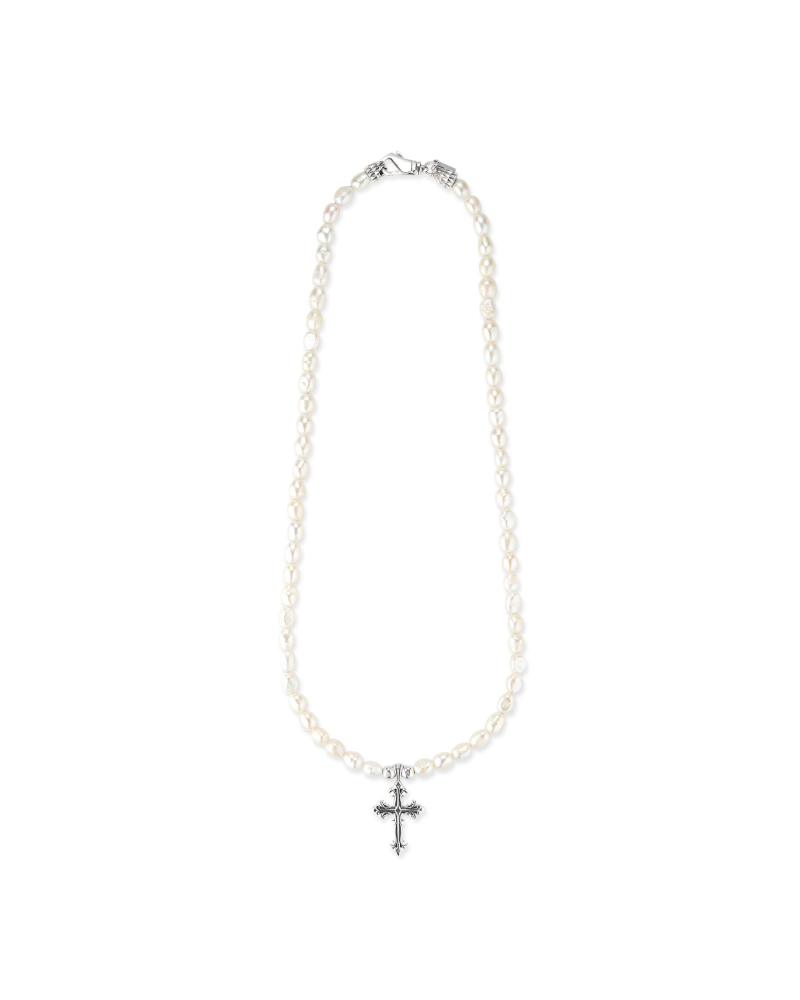 AVELLI CROSS NECKLACE WITH PEARLS