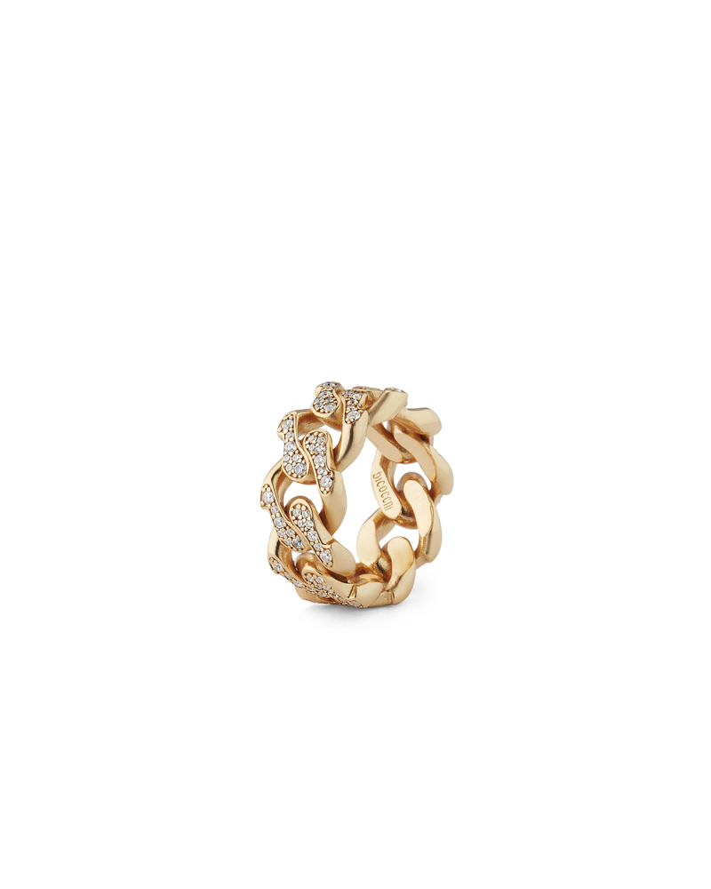 GOLD LARGE CRYSTAL CHAIN RING