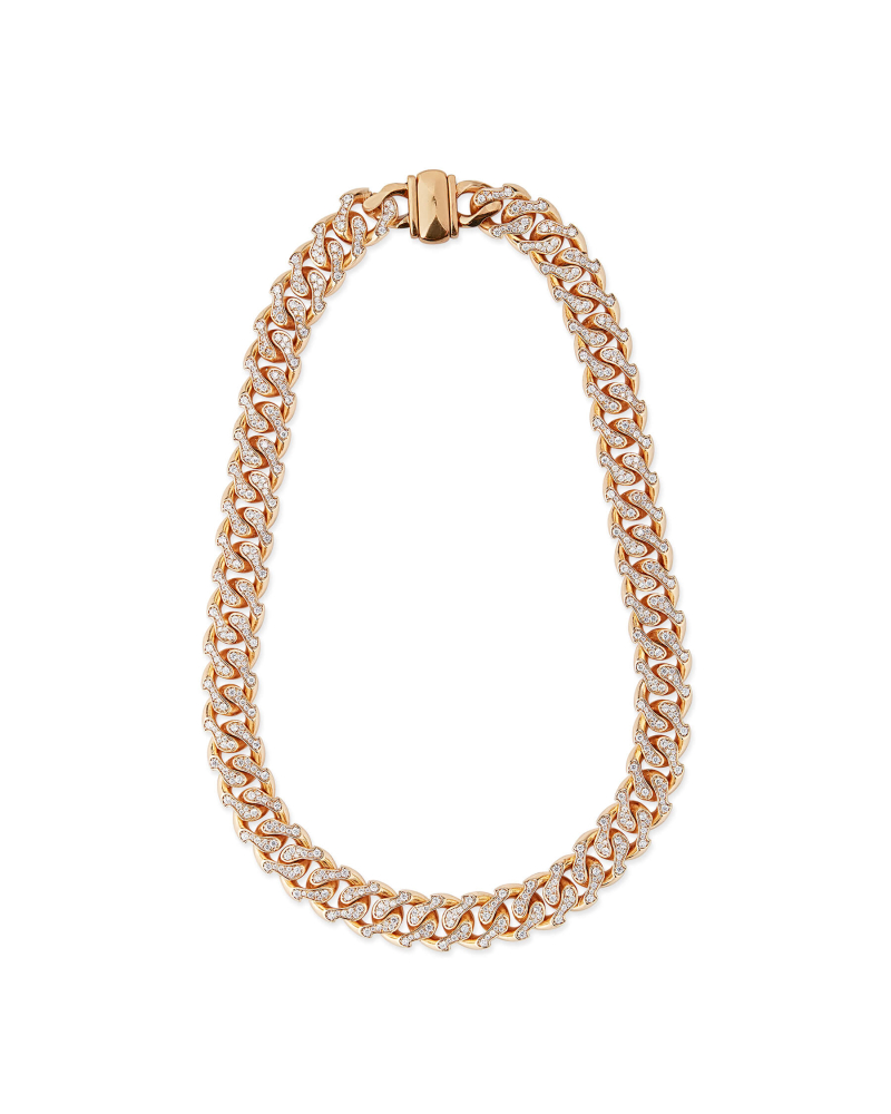 GOLD LARGE CRYSTAL CHAIN NECKLACE