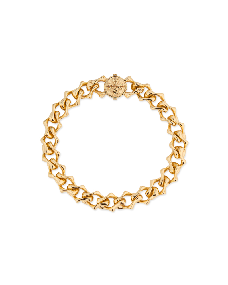 GOLD SHARP POLISHED CHAIN LOGO BRACELET 