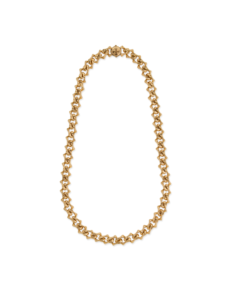 GOLD SHARP CHAIN LOGO NECKLACE