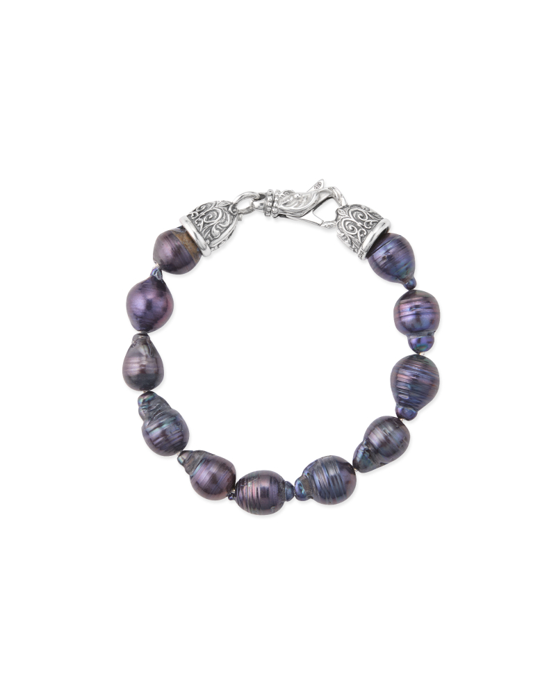 LARGE BLACK BAROQUE PEARL BRACELET