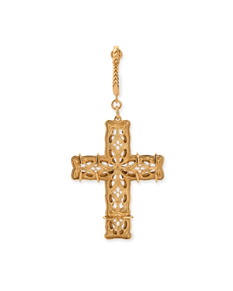 GOLD OVERSIZE NOTRE-DAME CROSS EARRING