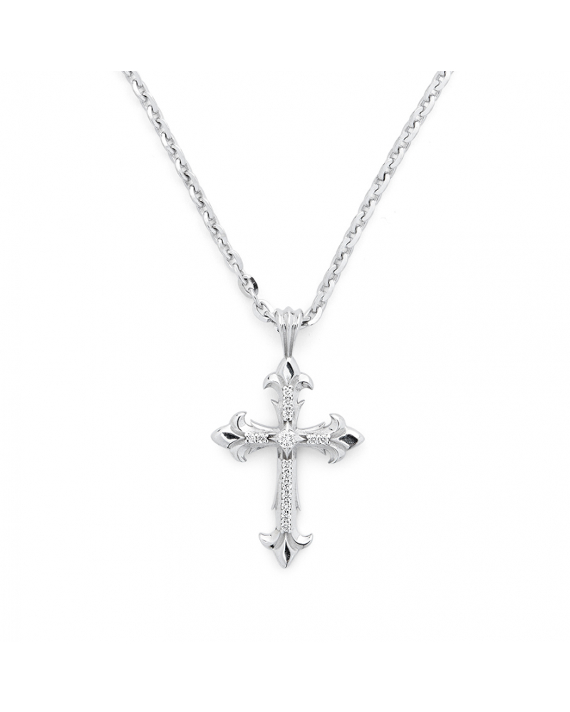 Diamond Fleury Cross Necklace
