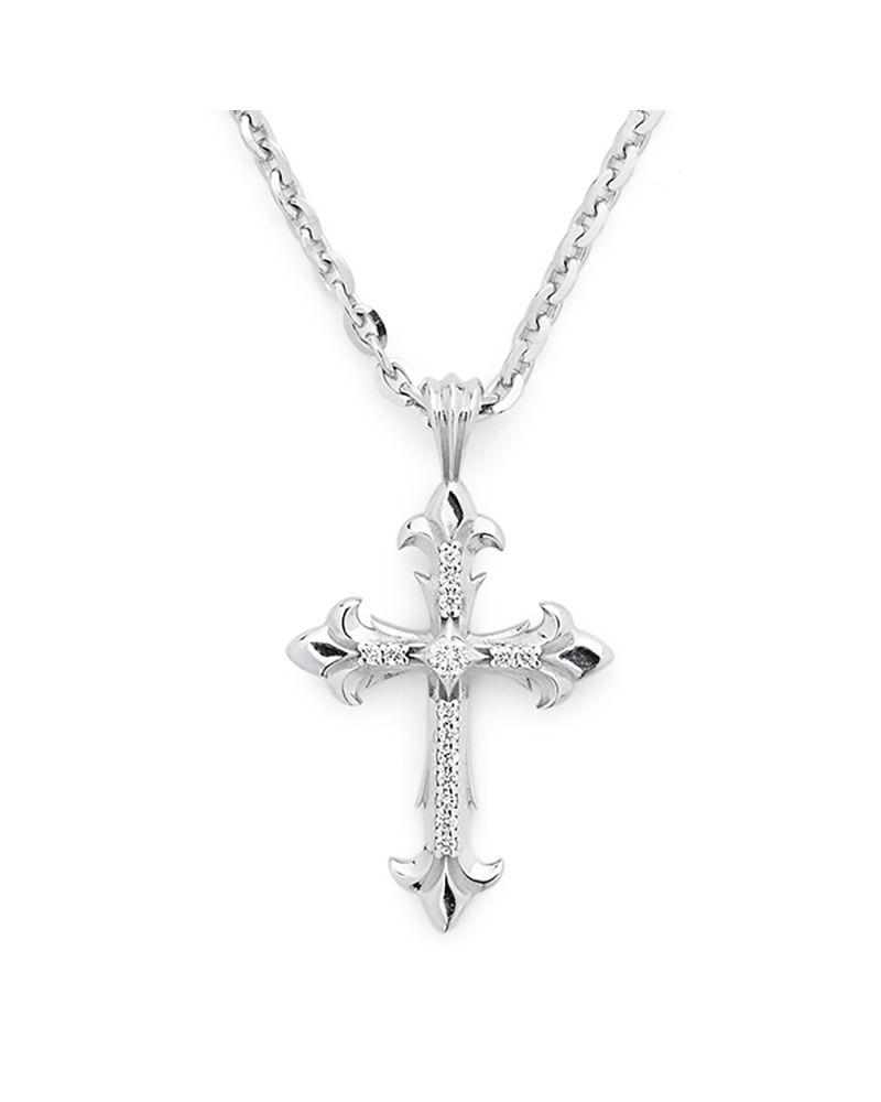 LARGE FLEURY CROSS NECKLACE WITH DIAMONDS