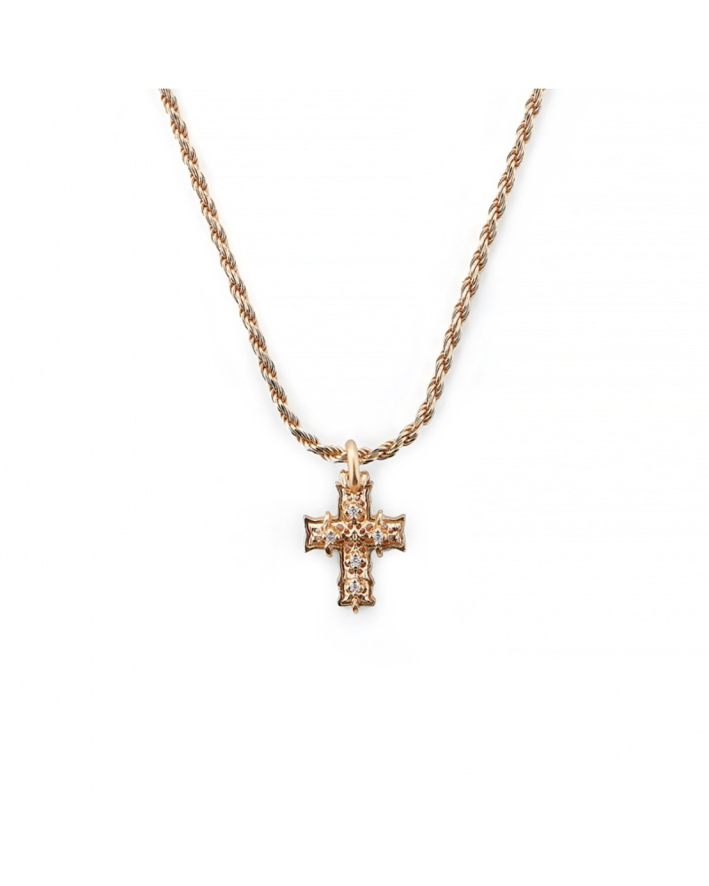 COLLANA CROCE NOTRE-DAME CON DIAMANTI ORO