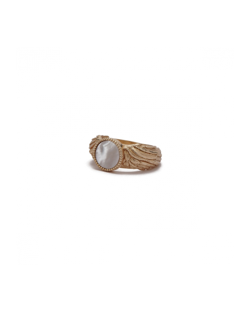 GOLD WING STONE RING White