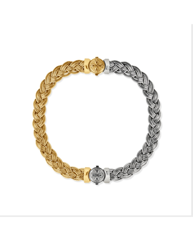 SILVER AND GOLD FLAT BRAIDED CHOKER 