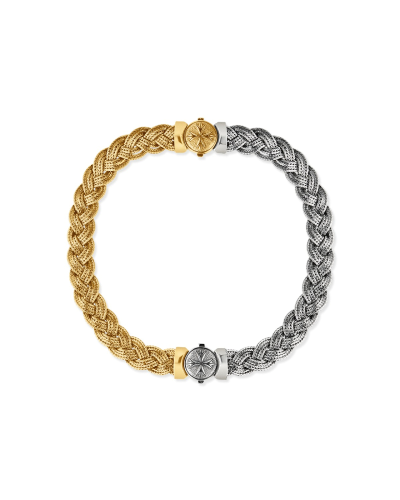 SILVER AND GOLD FLAT BRAIDED CHOKER 