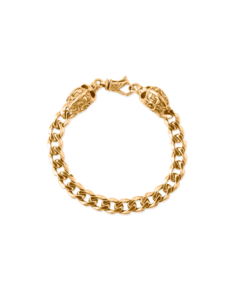 GOLD CHAIN BRACELET WITH SKULLS
