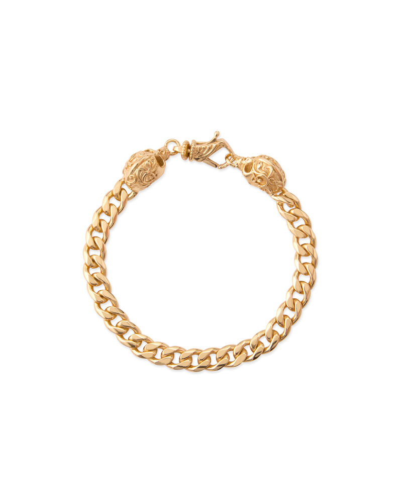 SMALL GOLD CHAIN BRACELET WITH SKULLS