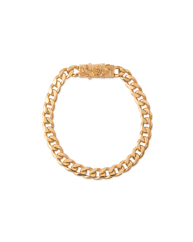 GOLD CHAIN BRACELET WITH ROSES BOX CLASP
