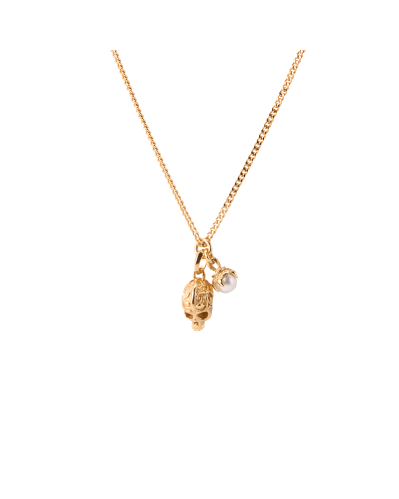 GOLD PEARL SKULL NECKLACE