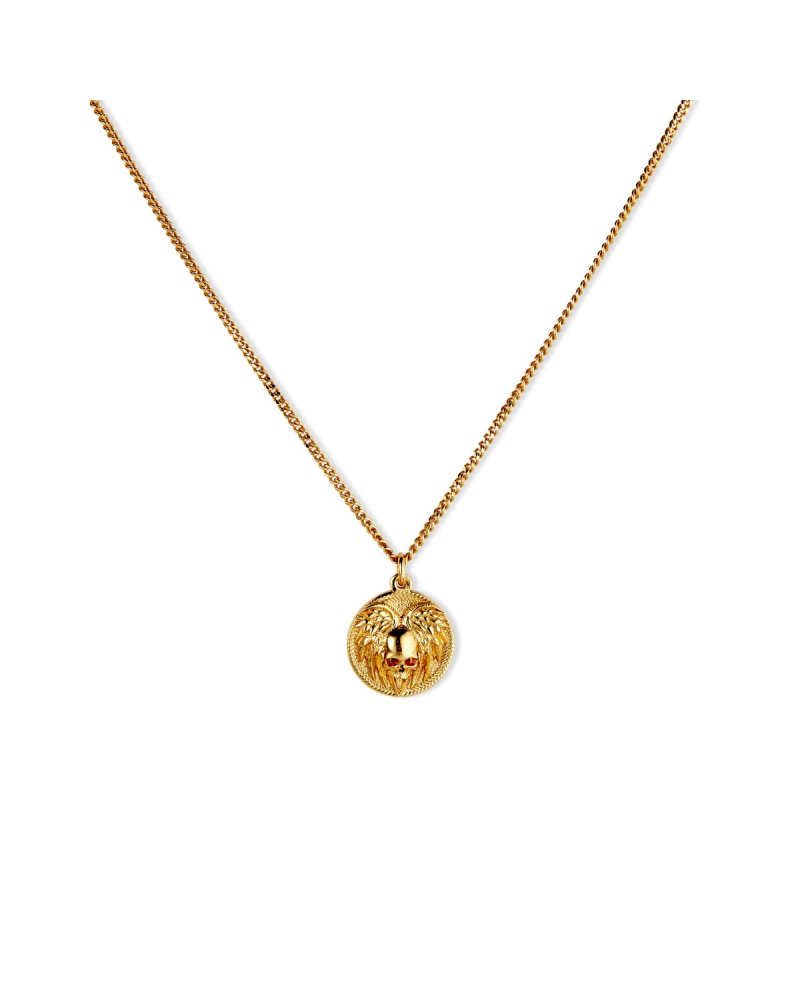 GOLD LARGE SKULL COIN NECKLACE