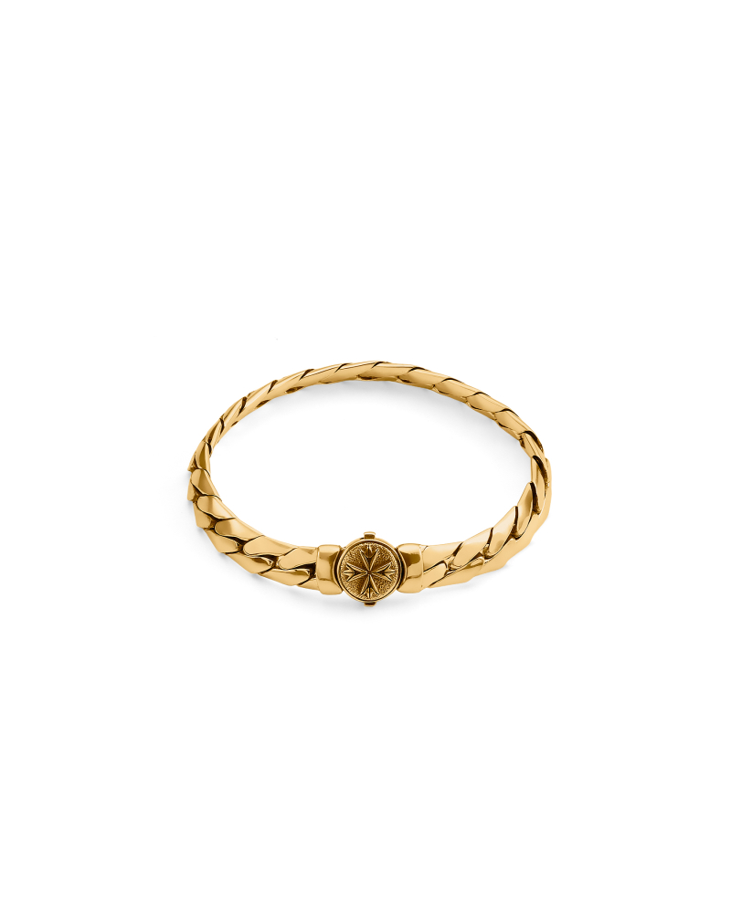 GOLD HERRINGBONE CHAIN LOGO BRACELET