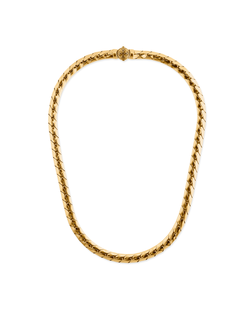 GOLD HERRINGBONE CHAIN LOGO NECKLACE